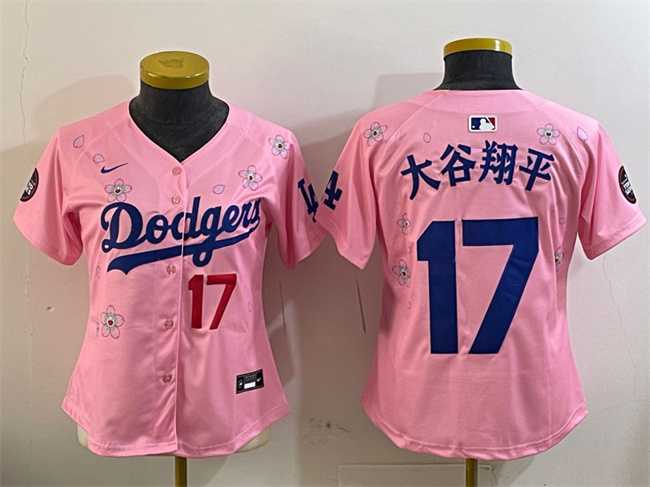 Women%27s Los Angeles Dodgers #17 Ohtani Pink 2025 Tokyo Series Limited Stitched Jersey